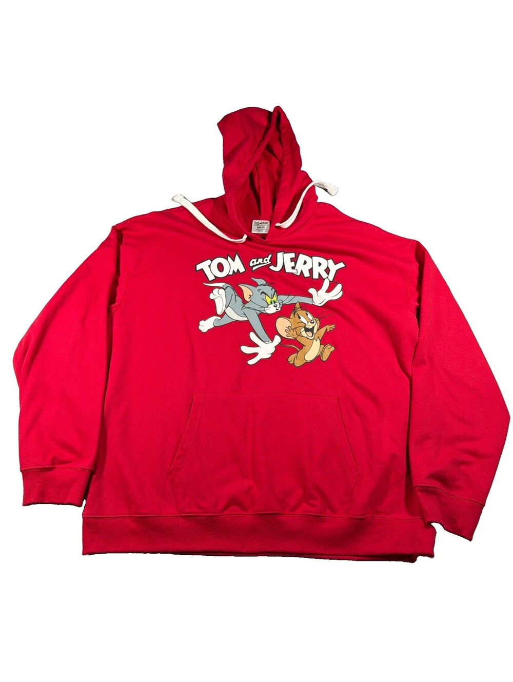 Tom And Jerry Hoodie Mens Size XXXL Red Pullover Sweatshirt Drawstring 0162